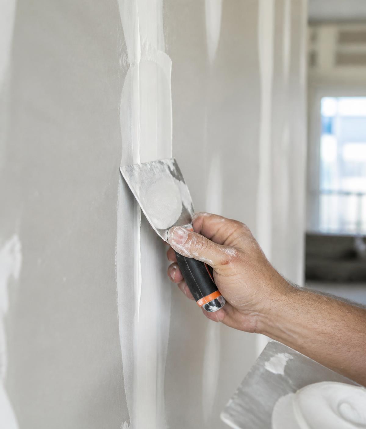 Finishing a drywall seam during a home renovation